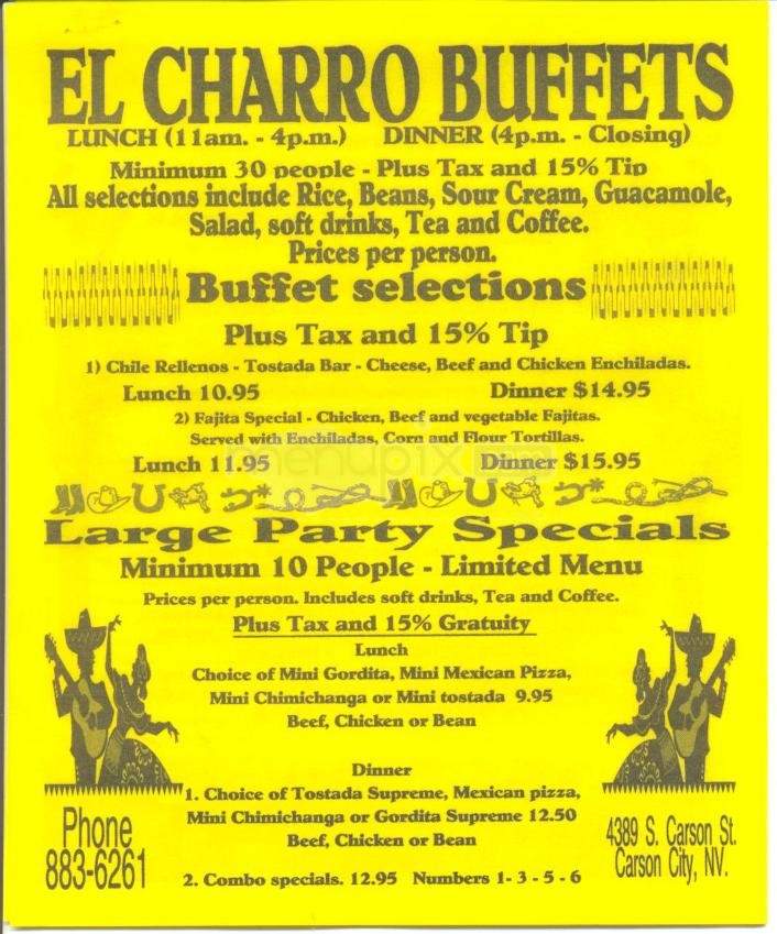 El Charro Avitia - Carson City, NV menu_pic