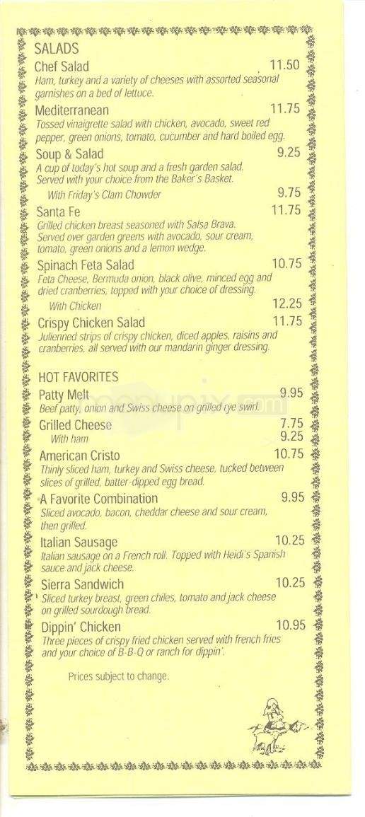 Heidi's Family Restaurant - Fallon, NV menu_pic