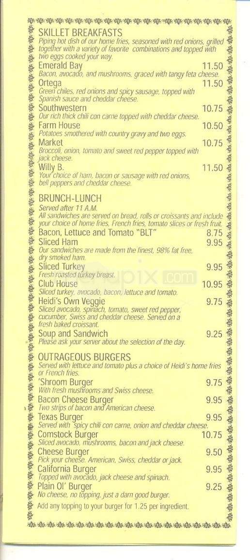 Heidi's Family Restaurant - Fallon, NV menu_pic