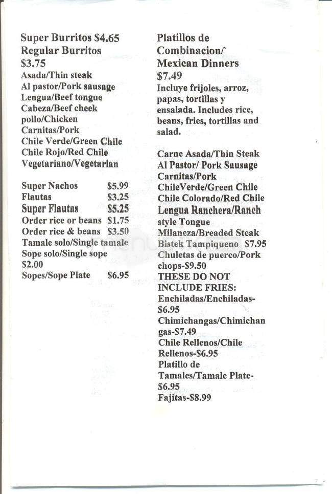 Playa Azul Mexican Restaurant - Carson City, NV menu_pic