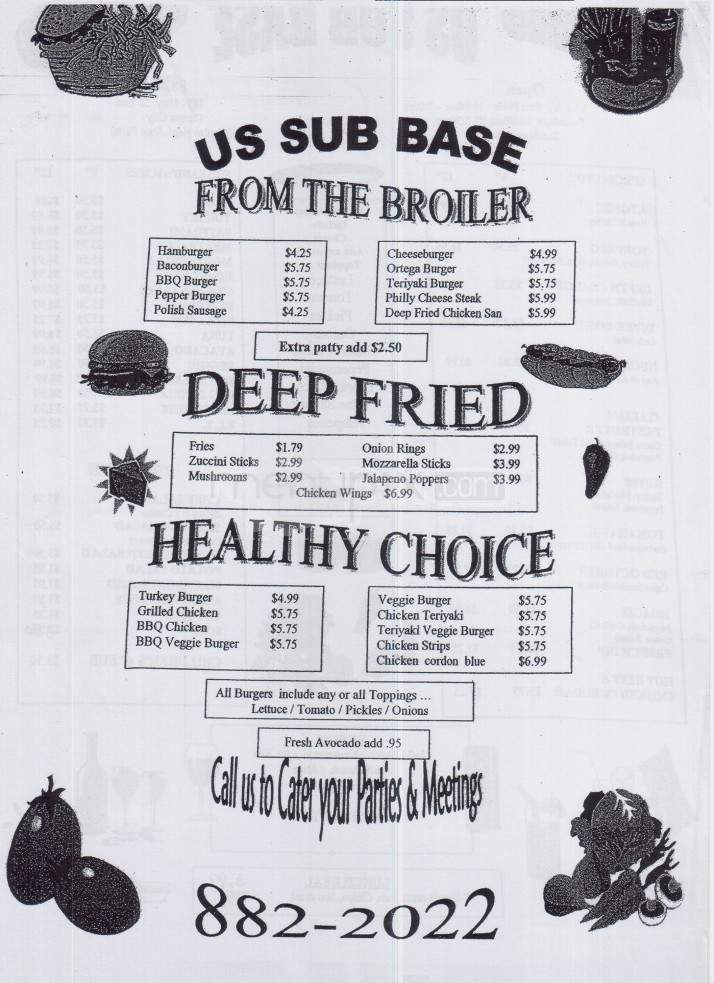 U S Sub Base - Carson City, NV menu_pic