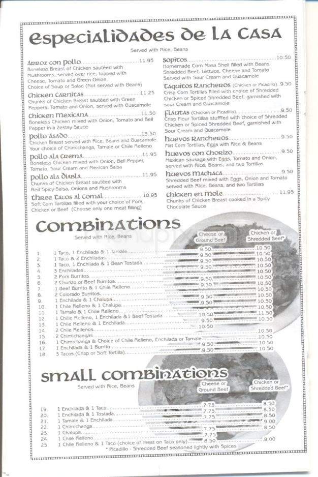 El Aguila Real Mexican Restaurant - Gardnerville, NV menu_pic