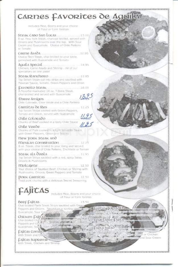 El Aguila Real Mexican Restaurant - Gardnerville, NV menu_pic