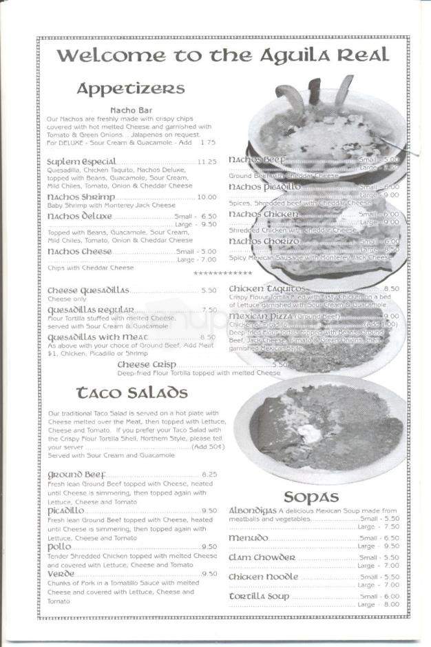 El Aguila Real Mexican Restaurant - Gardnerville, NV menu_pic