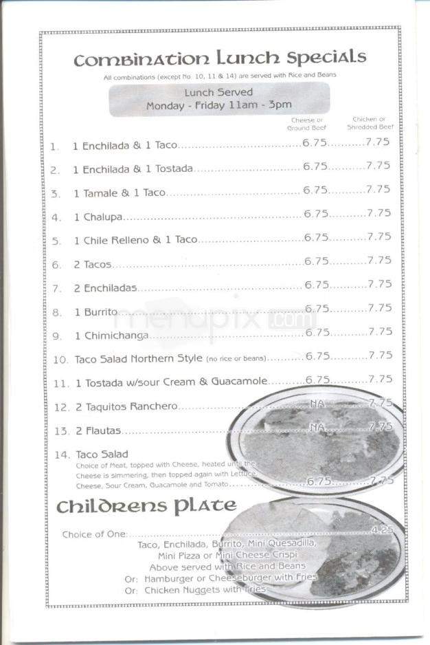 El Aguila Real Mexican Restaurant - Gardnerville, NV menu_pic