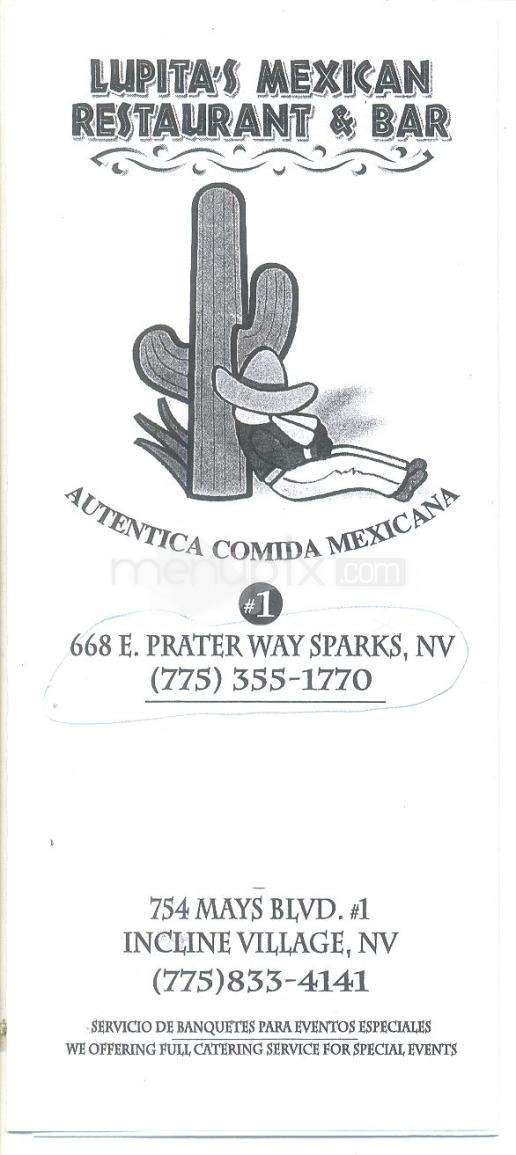 Lupita's Mexican Restaurant & Bar - Sparks, NV menu_pic