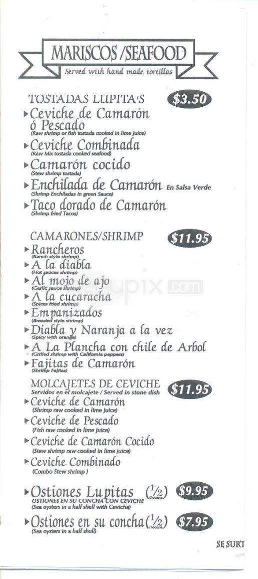 Lupita's Mexican Restaurant & Bar - Sparks, NV menu_pic