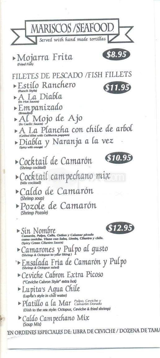 Lupita's Mexican Restaurant & Bar - Sparks, NV menu_pic