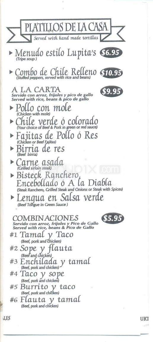 Lupita's Mexican Restaurant & Bar - Sparks, NV menu_pic
