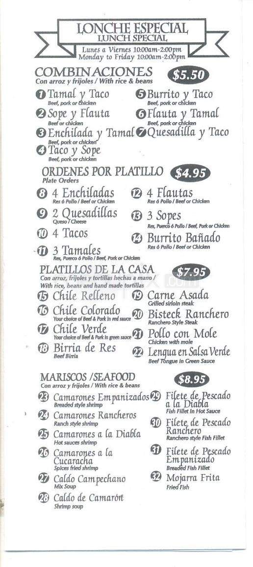 Lupita's Mexican Restaurant & Bar - Sparks, NV menu_pic