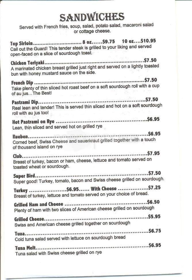 Thurman's Ranch House - Carson City, NV menu_pic