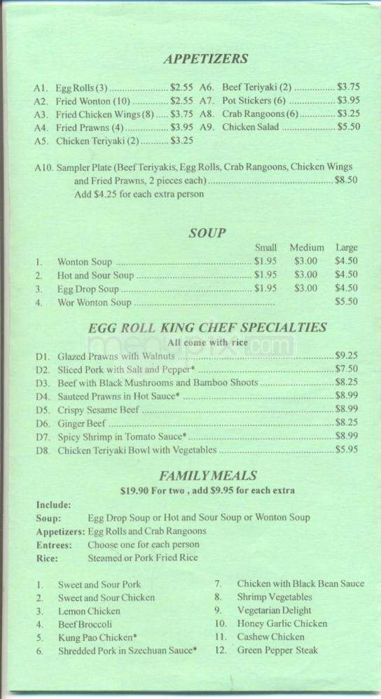 Egg Roll King on Prater Way - Sparks, NV menu_pic
