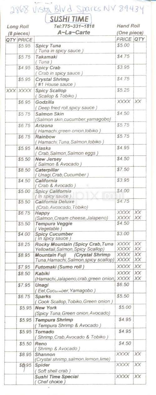 Sushi Time - Sparks, NV menu_pic