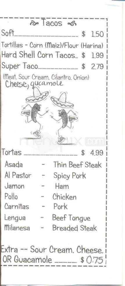Super Taqueria Mexico - Reno, NV menu_pic