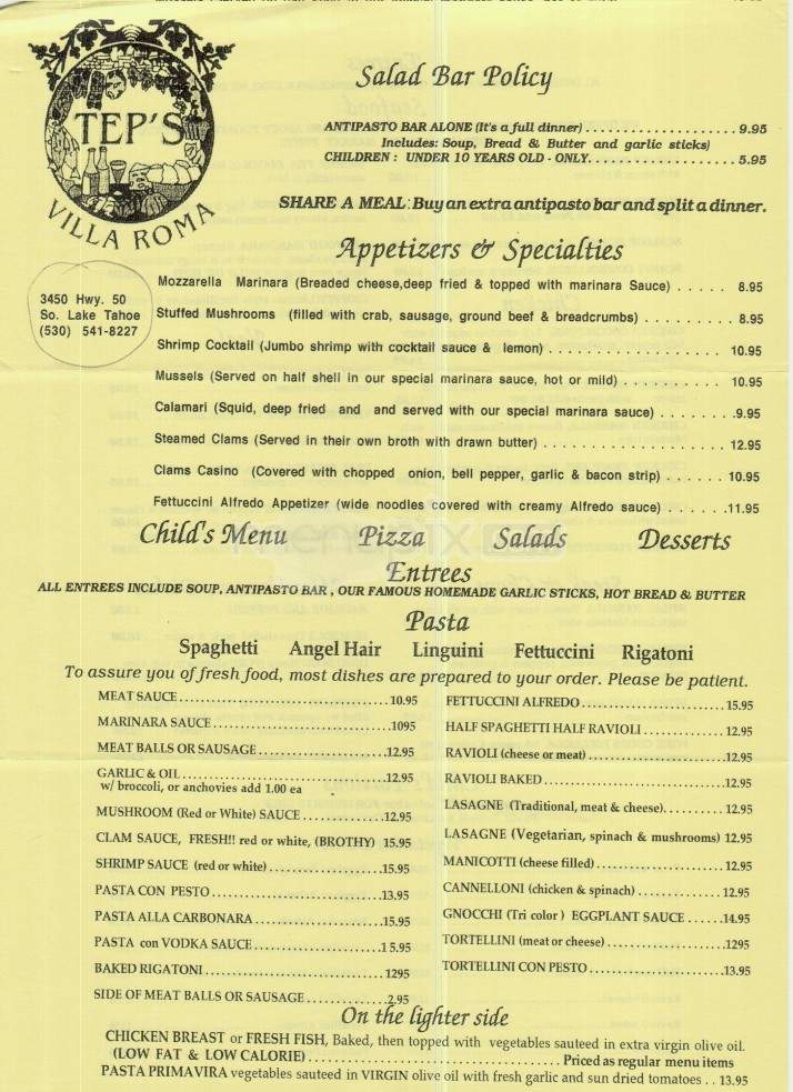 /327067/Teps-Villa-Roma-Menu-South-Lake-Tahoe-CA - South Lake Tahoe, CA