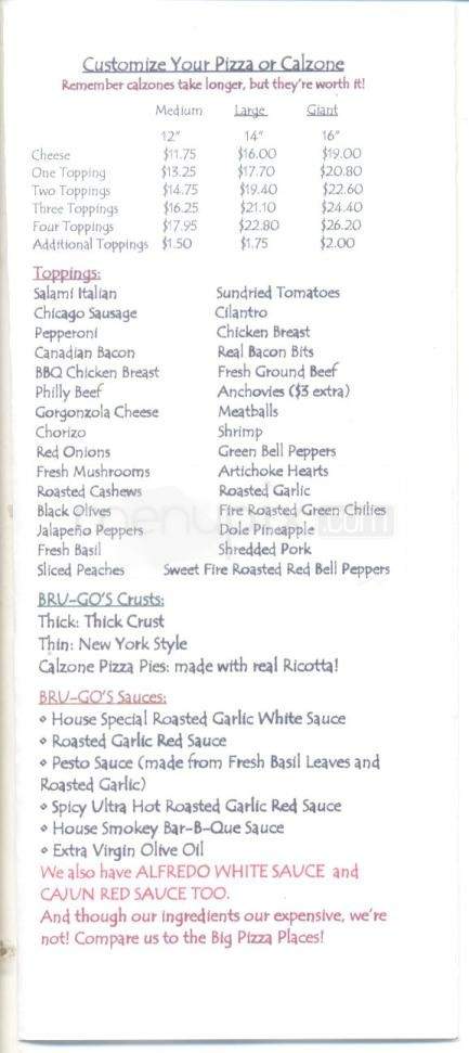 Bru-Go's Pizza - Reno, NV menu_pic