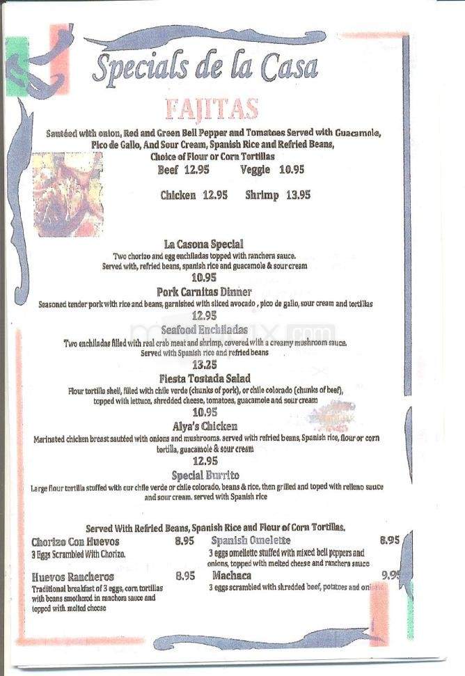 La Casona - Frederick, MD menu_pic