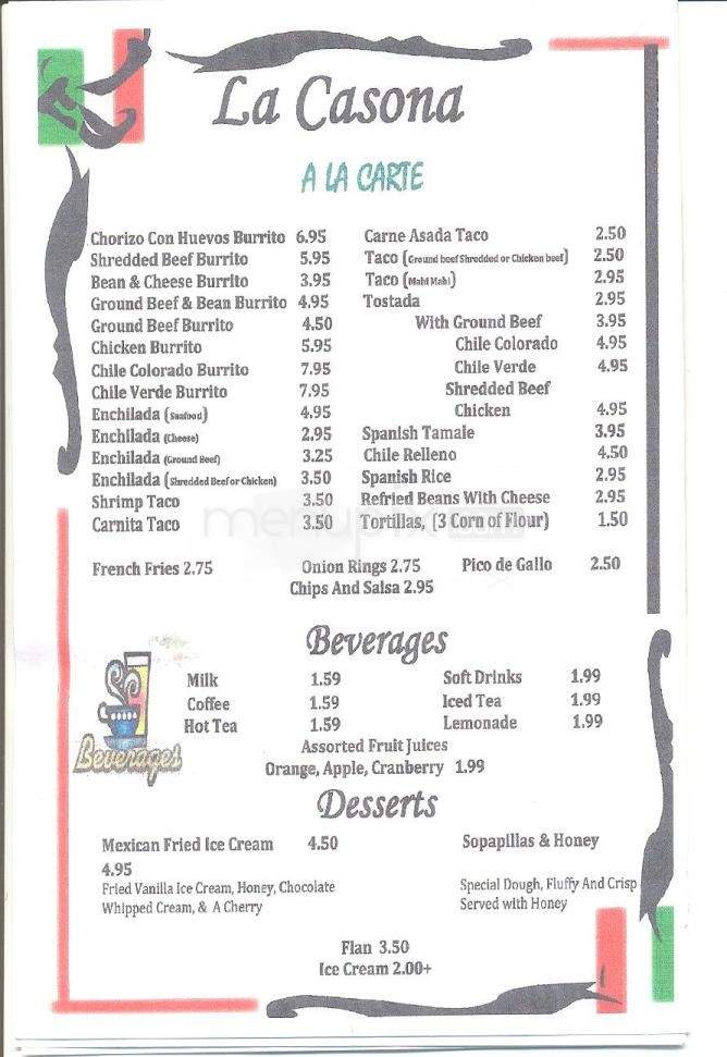 La Casona - Frederick, MD menu_pic