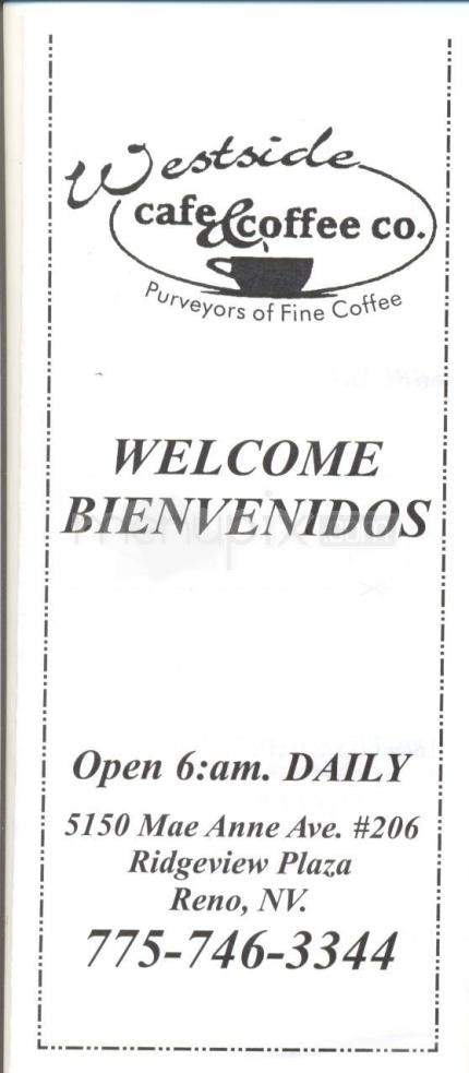 Westside Cafe & Coffee Co. - Reno, NV menu_pic