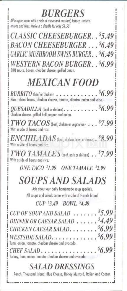 Westside Cafe & Coffee Co. - Reno, NV menu_pic