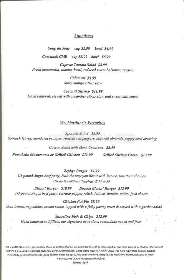 Zephyr Cove Lodge Restaurant - Reno, NV menu_pic