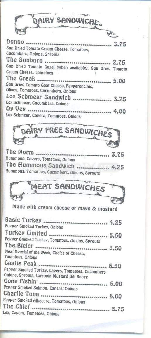 Truckee Bagel Company - Truckee, CA menu_pic