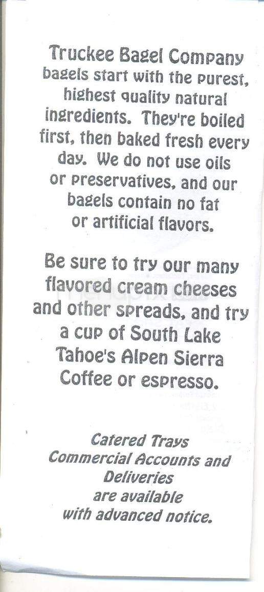 Truckee Bagel Company - Truckee, CA menu_pic
