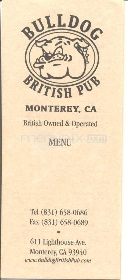 Bulldog British Pub - Monterey, CA menu_pic