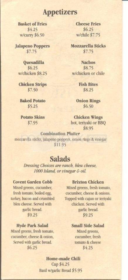 Bulldog British Pub - Monterey, CA menu_pic