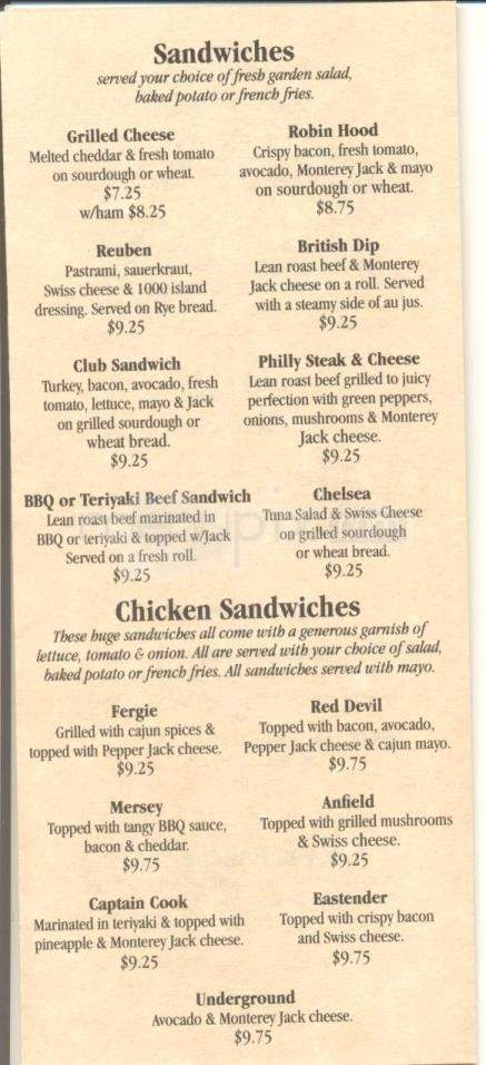 Bulldog British Pub - Monterey, CA menu_pic
