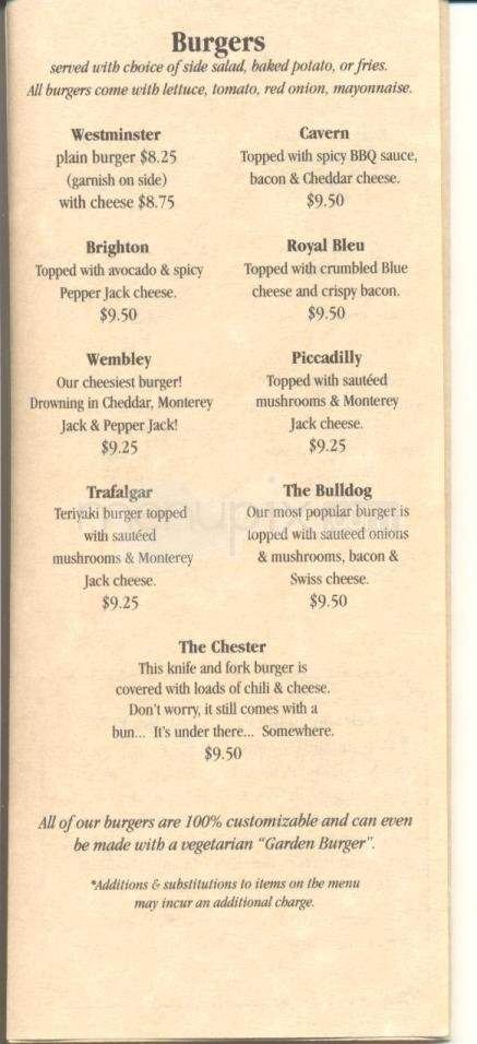 Bulldog British Pub - Monterey, CA menu_pic