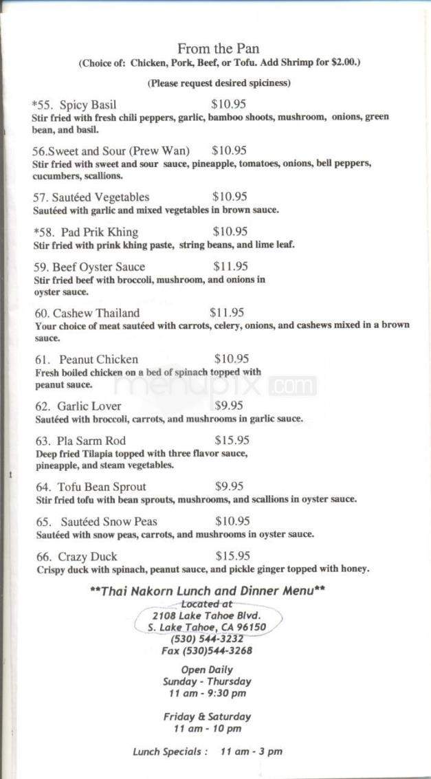 Thai Nakorn - Truckee, CA menu_pic