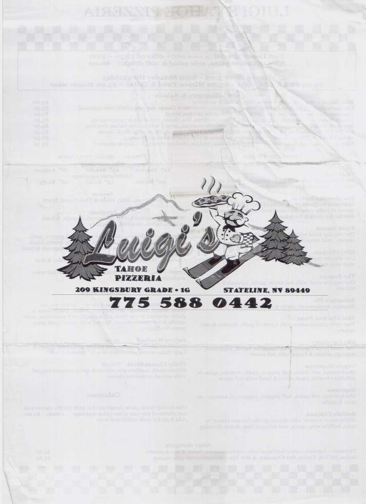 Luigi's Tahoe Pizzeria - Stateline, NV menu_pic