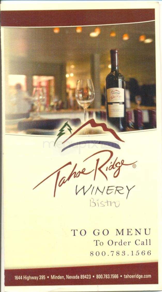 Tahoe Ridge Winery Bistro - Minden, NV menu_pic