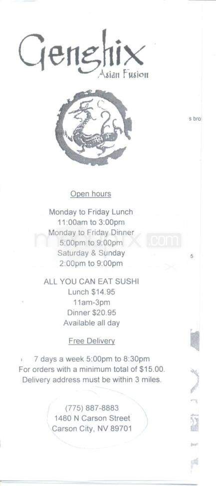 Genghix Asian Fusion - Carson City, NV menu_pic