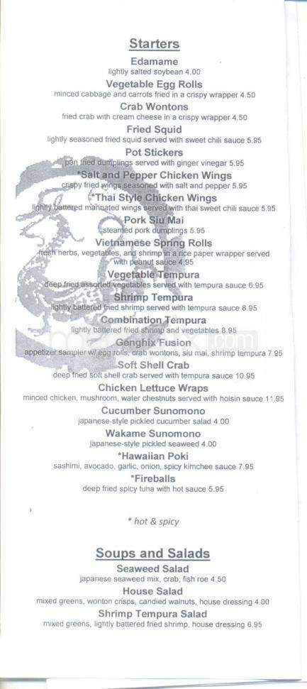 Genghix Asian Fusion - Carson City, NV menu_pic