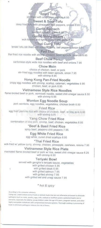 Genghix Asian Fusion - Carson City, NV menu_pic
