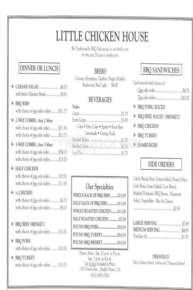 /5548482/Little-Chicken-House-Menu-Pacific-Grove-CA - Pacific Grove, CA