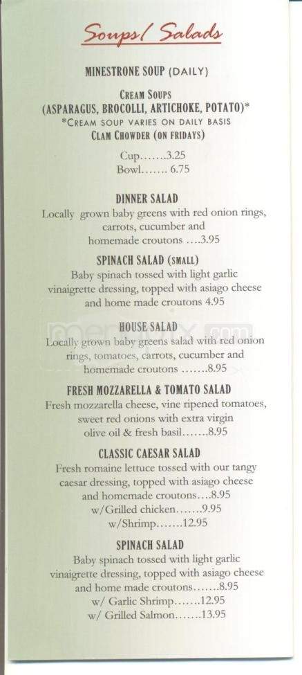 Loose Noodle Pasta House - Monterey, CA menu_pic