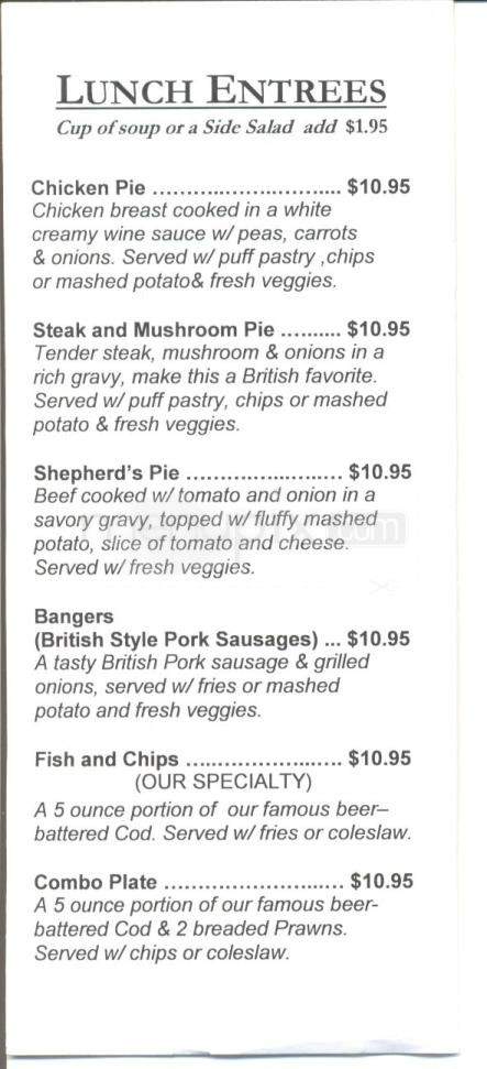 Britannia Arms Pub & Restaurant - Monterey, CA menu_pic
