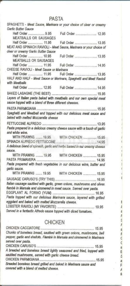 Caruso's Corner Restaurant - Monterey, CA menu_pic
