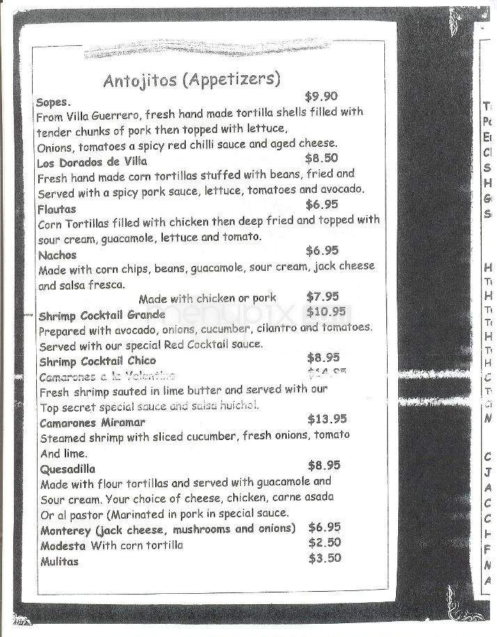 Rosa's La Villa Restaurant - Seaside, CA menu_pic