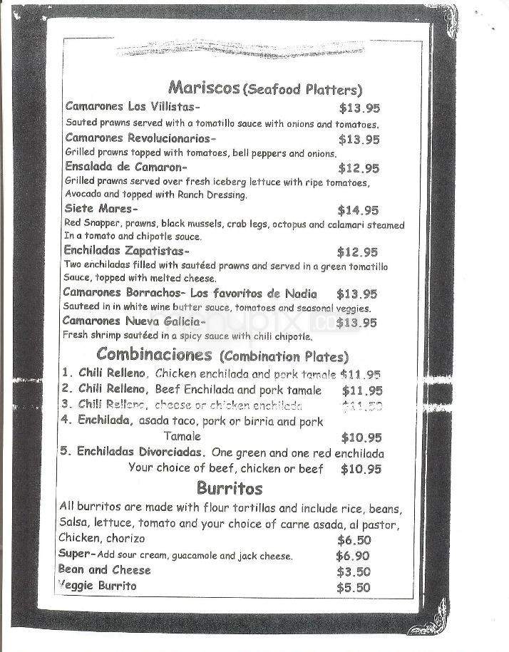 Rosa's La Villa Restaurant - Seaside, CA menu_pic
