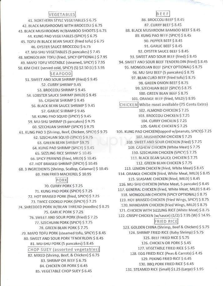 Golden China Restaurant - Seaside, CA menu_pic