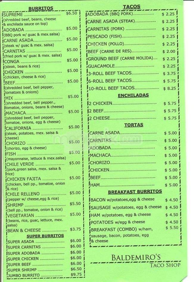 /5549142/Baldemiros-Taco-Shop-Menu-Seaside-CA - Seaside, CA