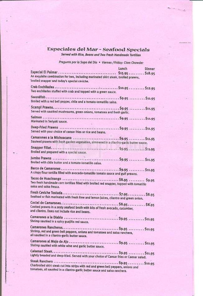 El Palmar - Marina, CA menu_pic