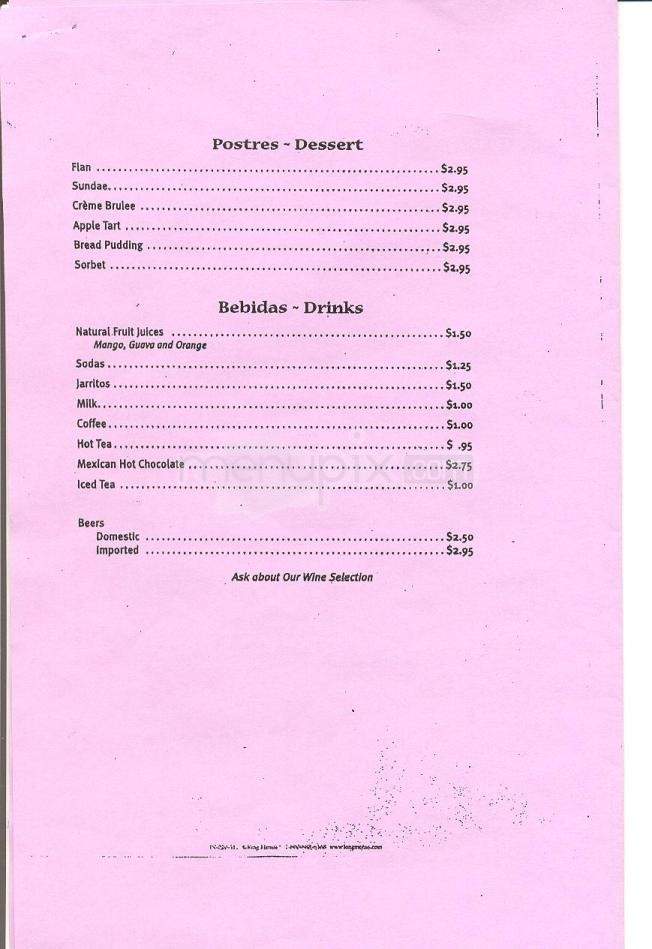 El Palmar - Marina, CA menu_pic