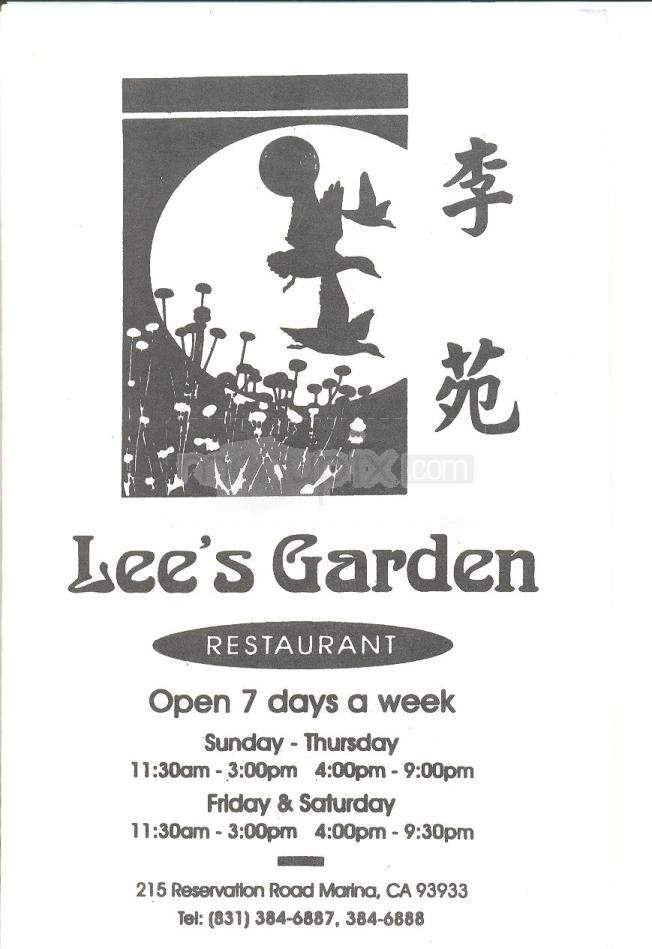 Lee's Garden Restaurant - Marina, CA menu_pic
