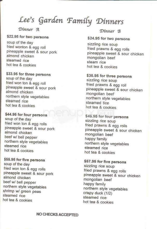 Lee's Garden Restaurant - Marina, CA menu_pic