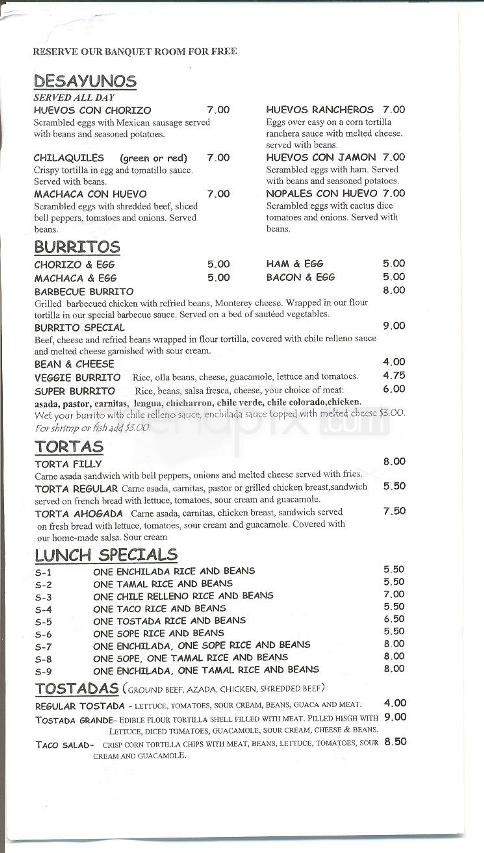 Taquitos Mexican Restaurant - Salinas, CA menu_pic